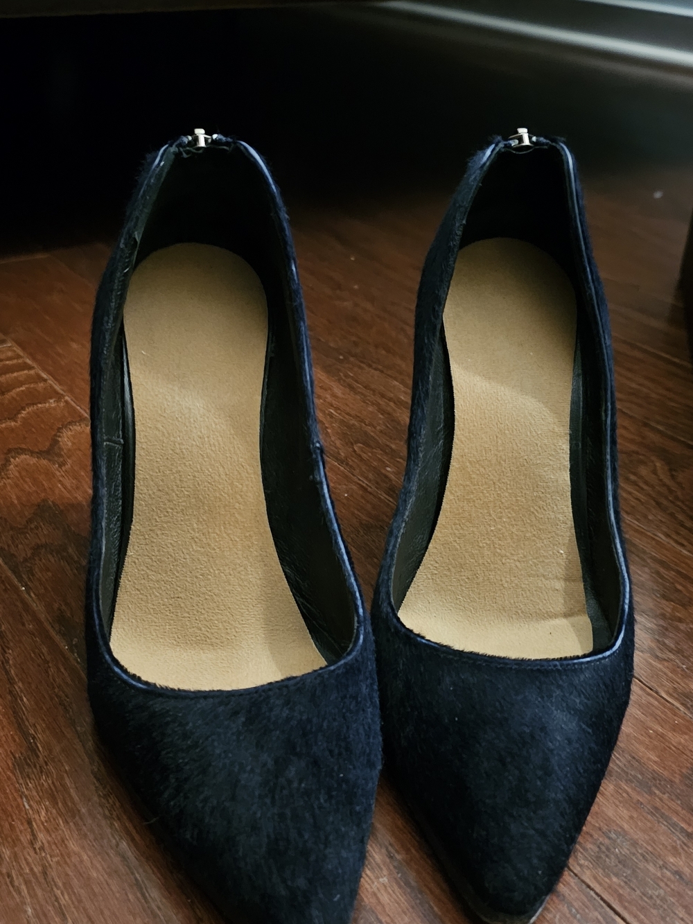 Helmut Lang Black Pointed Toe Haircalf Pumps